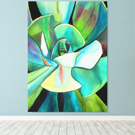 Succulente plant waterverf schilderkunst canvas afdruk (Insitu (Houten vloer))