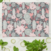 Succulente Planten en Cactus Pattern Pinks-Mint Theedoek (Gevouwen)