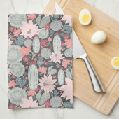 Succulente Planten en Cactus Pattern Pinks-Mint Theedoek (Quarter Fold)