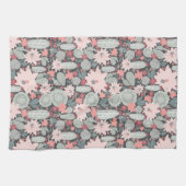 Succulente Planten en Cactus Pattern Pinks-Mint Theedoek (Horizontaal)