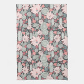 Succulente Planten en Cactus Pattern Pinks-Mint Theedoek (Verticaal)