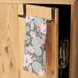 Succulente Planten en Cactus Pattern Pinks-Mint Theedoek