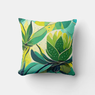 Succulente planten in groen en geel kussen