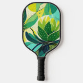 Succulente planten in groen en geel pickleball paddle (Achterkant)