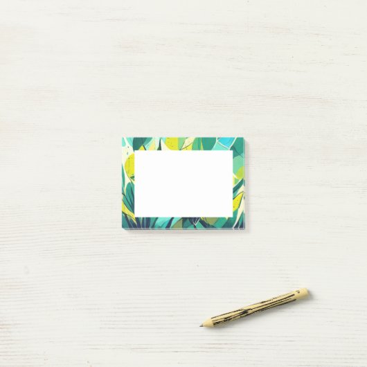 Succulente planten in groen en geel post-it® notes (Op bureau)