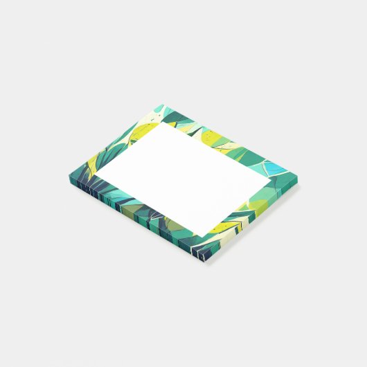 Succulente planten in groen en geel post-it® notes (Schuin)