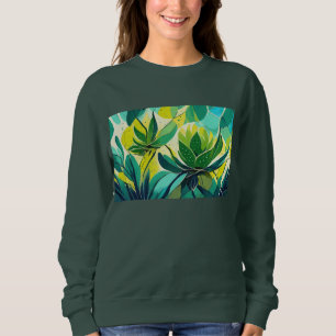 Succulente planten in groen en geel trui