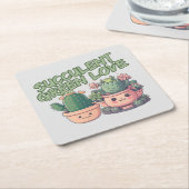 Succulente planten kartonnen onderzetters (Schuin)