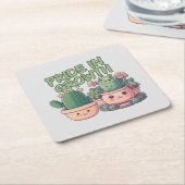 Succulente planten kartonnen onderzetters (Schuin)