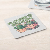 Succulente planten kartonnen onderzetters (Schuin)