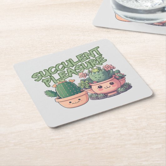 Succulente planten kartonnen onderzetters (Schuin)
