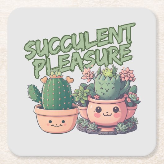 Succulente planten kartonnen onderzetters (Voorkant)