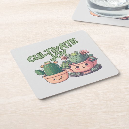 Succulente planten kartonnen onderzetters (Schuin)