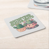 Succulente planten kartonnen onderzetters (Schuin)