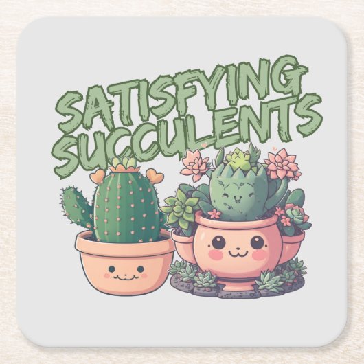 Succulente planten kartonnen onderzetters (Voorkant)