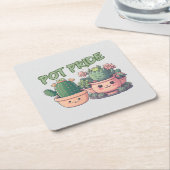 Succulente planten kartonnen onderzetters (Schuin)