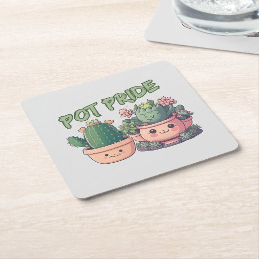 Succulente planten kartonnen onderzetters (Schuin)