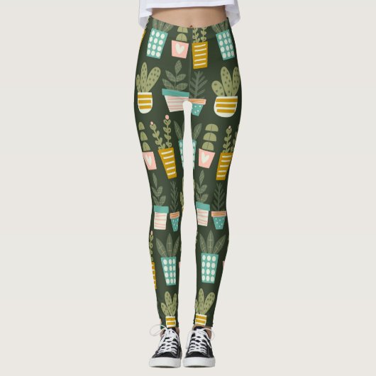 Succulente Planten Leggings (Voorkant)