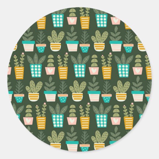 Succulente Planten Ronde Sticker (Voorkant)