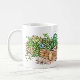 succulente plantenbak koffiemok