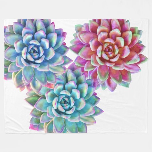 Succulente printtapedrive fleece deken (Voorkant (Horizontaal))