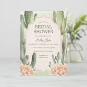 Succulente Romance Bruids Invite Cactus boho Kaart (Staand voorkant)