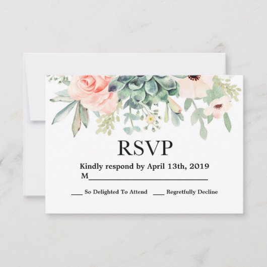 Succulente RSVP-trouwkaart RSVP Kaartje (Voorkant)