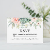 Succulente RSVP-trouwkaart RSVP Kaartje (Staand voorkant)