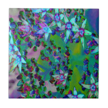 Succulente Sedum Flowers in Aqua, Paars en blauw