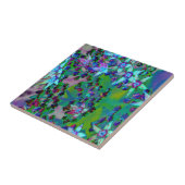 Succulente Sedum Flowers in Aqua, Paars en blauw Tegeltje (Zijkant)