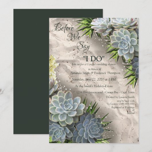 Succulente tinten van bleke blauwe en groene tubul kaart (Voorkant / Achterkant)