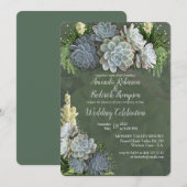 Succulente tinten van Bleke blues en huwelijksuitn Kaart (Voorkant / Achterkant)