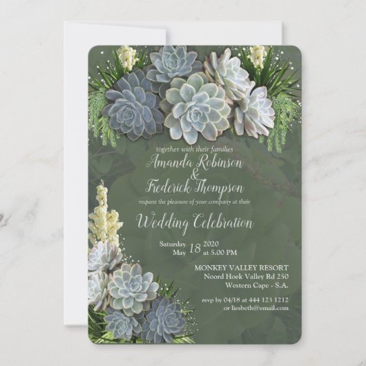 Succulente tinten van Bleke blues en huwelijksuitn Kaart (Voorkant)