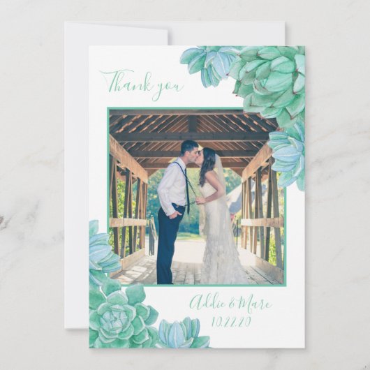 Succulente trouwfoto bedankt + met notitie (Voorkant)