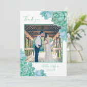 Succulente trouwfoto bedankt + met notitie (Staand voorkant)