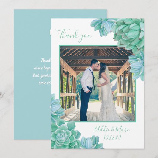 Succulente trouwfoto bedankt + met notitie (Voorkant / Achterkant)