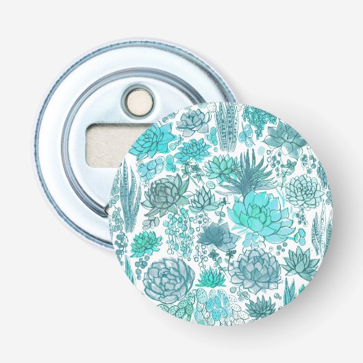 Succulente tuin button flesopener (Voorkant)