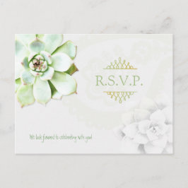 Succulente Tuin Cactus Bruiloft RSVP Uitnodiging Briefkaart