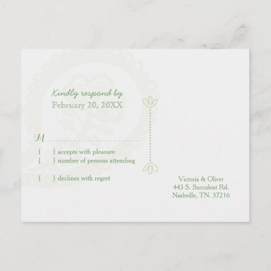 Succulente Tuin Cactus Bruiloft RSVP Uitnodiging Briefkaart (Achterkant)