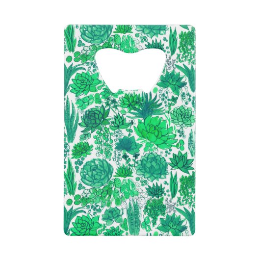 Succulente tuin creditkaart flessenopener (Voorkant)