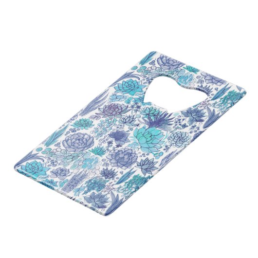 Succulente tuin creditkaart flessenopener (Achterkant Gekanteld)
