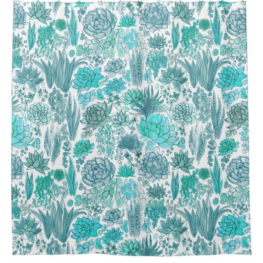 Succulente tuin douchegordijn (Voorkant)