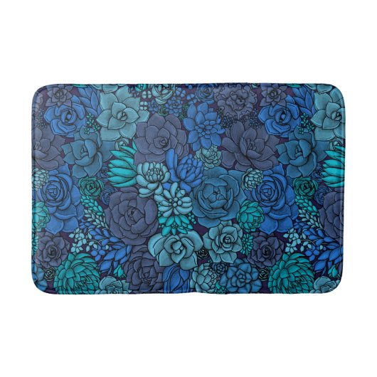 Succulente tuin in blauw badmat (Voorkant)