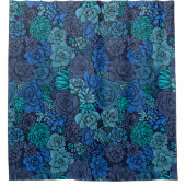 Succulente tuin in blauw douchegordijn (Voorkant)