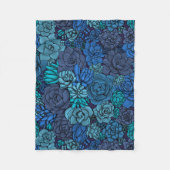Succulente tuin in blauw fleece deken (Voorkant)