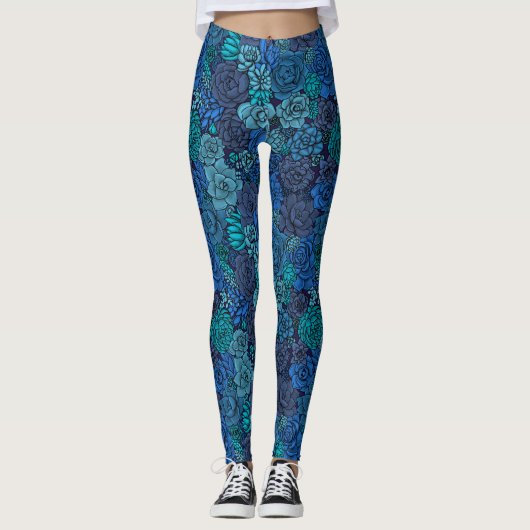 Succulente tuin in blauw leggings (Voorkant)