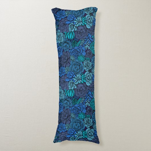 Succulente tuin in blauw lichaamskussen (Voorkant Verticaal)