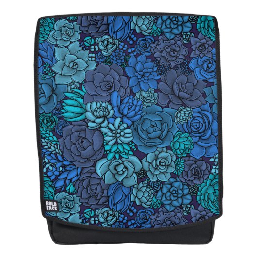 Succulente tuin in blauw rugtassen (Voorkant)