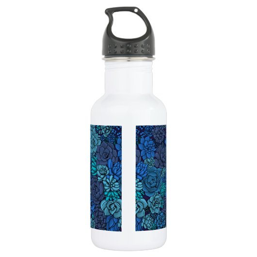 Succulente tuin in blauw waterfles  (Achterkant)