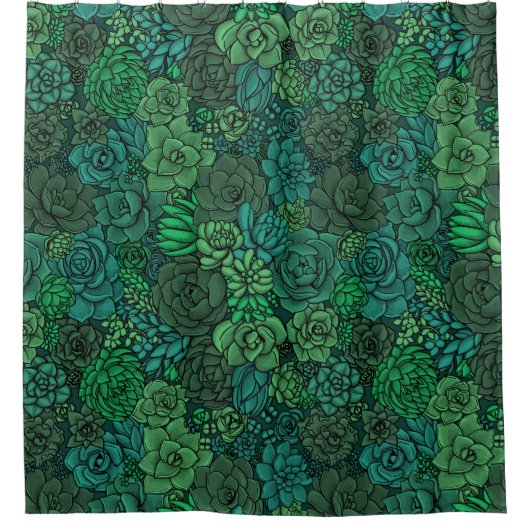 Succulente tuin in groen douchegordijn (Voorkant)